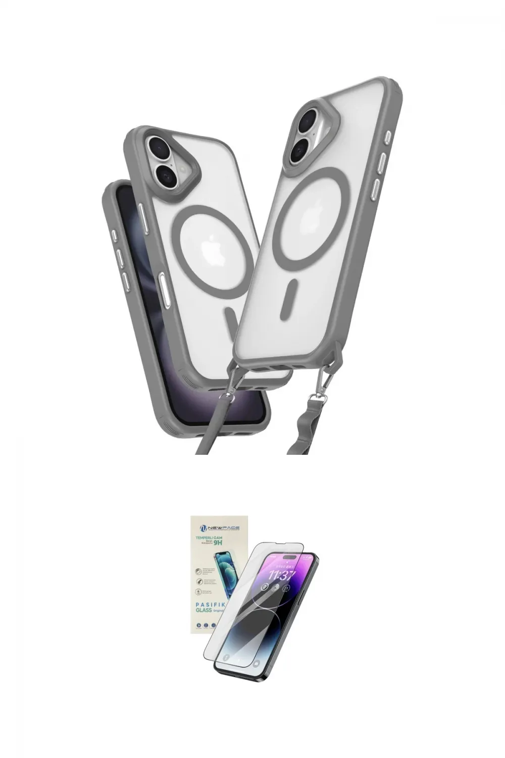 ieg™ iPhone 16 Kılıf Atlas Doku Koleksiyonu - Şeffaf Pasifik Cam Ekran Koruyucu