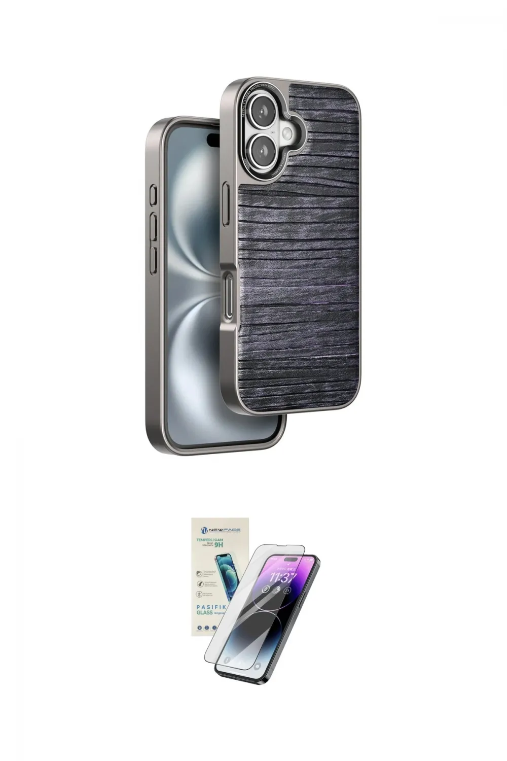 ieg™ iPhone 16 Kılıf Atlas Minimal Özel Seri - Şeffaf Pasifik Cam Ekran Koruyucu