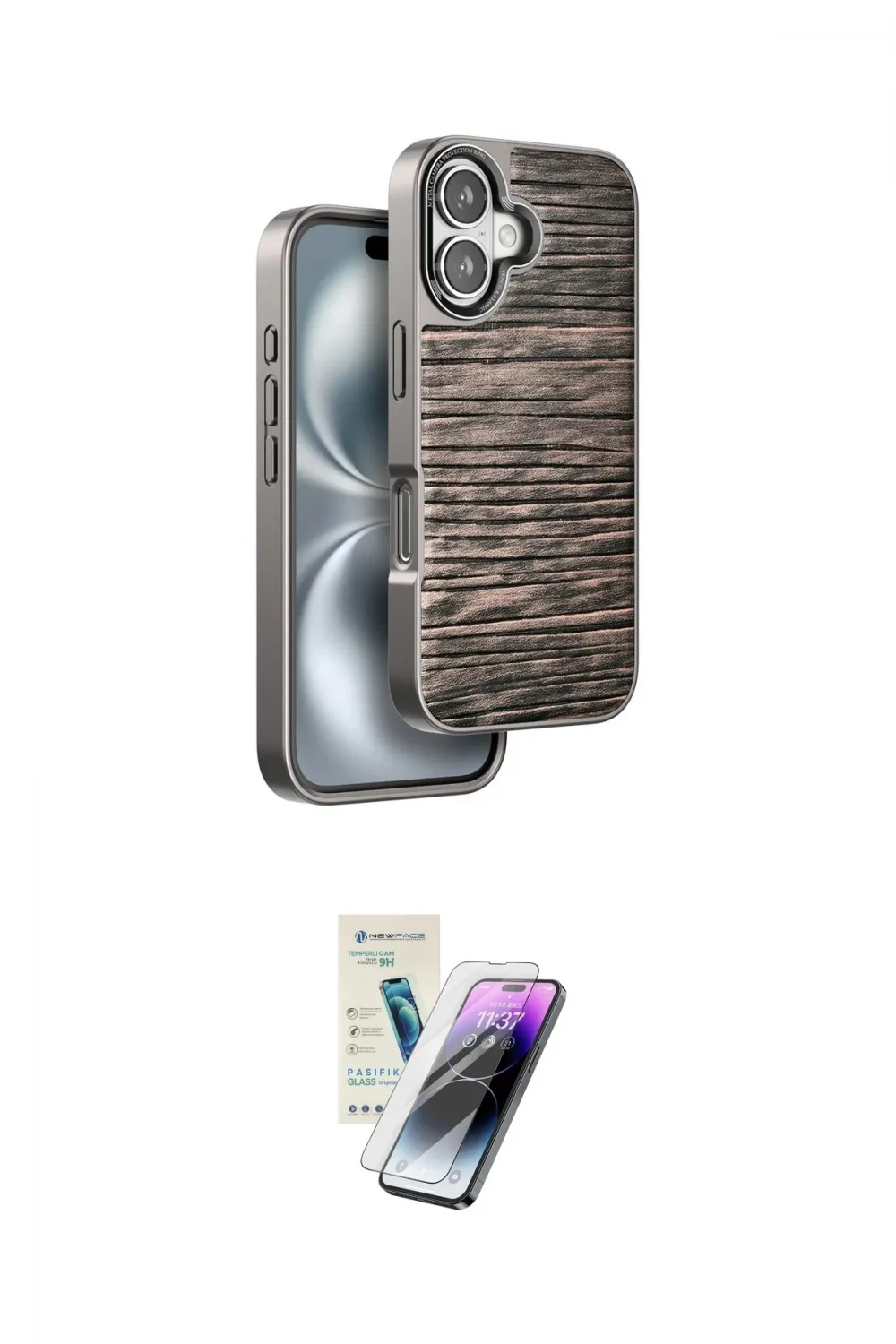 ieg™ iPhone 16 Kılıf Atlas Minimal Özel Seri - Şeffaf Pasifik Cam Ekran Koruyucu