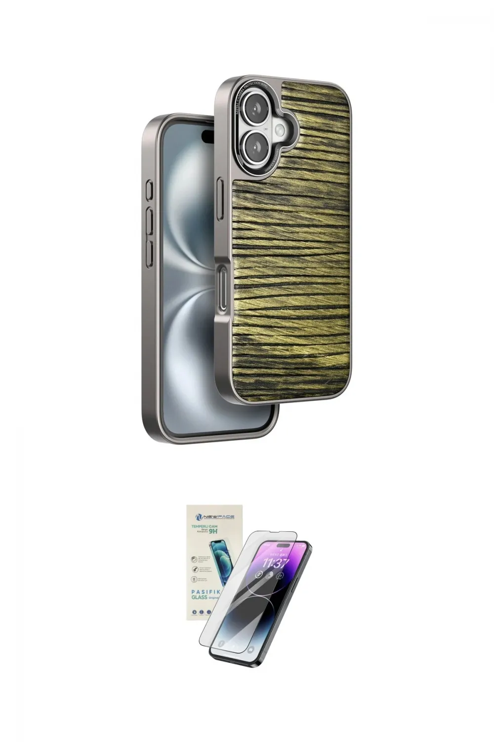 ieg™ iPhone 16 Kılıf Atlas Minimal Özel Seri - Şeffaf Pasifik Cam Ekran Koruyucu