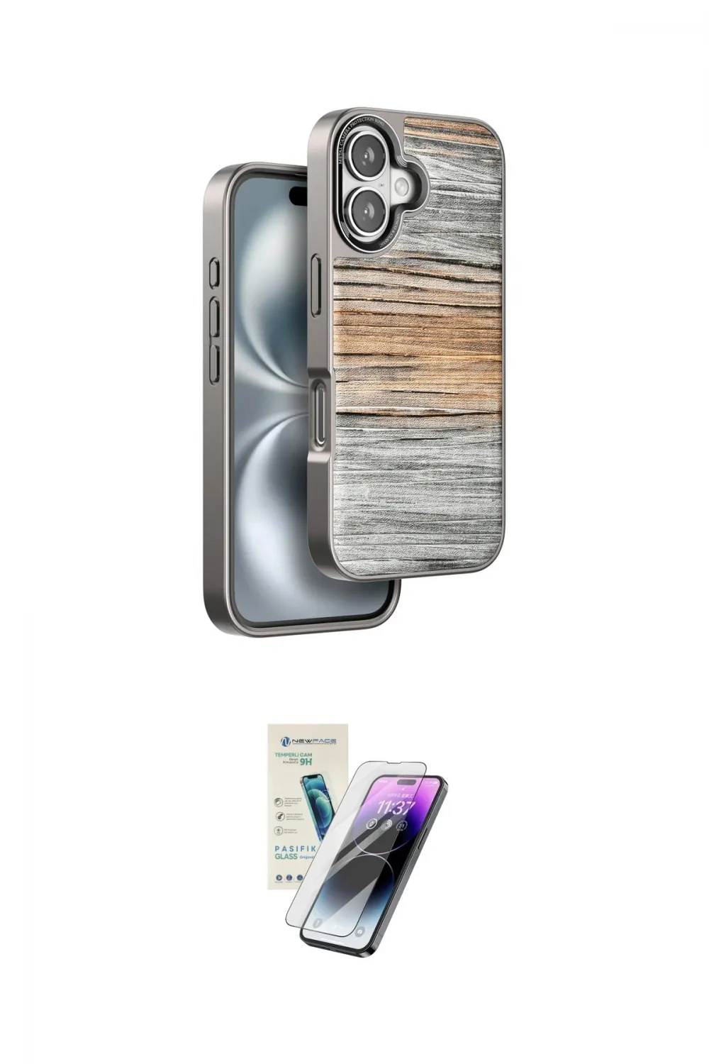 ieg™ iPhone 16 Kılıf Atlas Minimal Özel Seri - Şeffaf Pasifik Cam Ekran Koruyucu