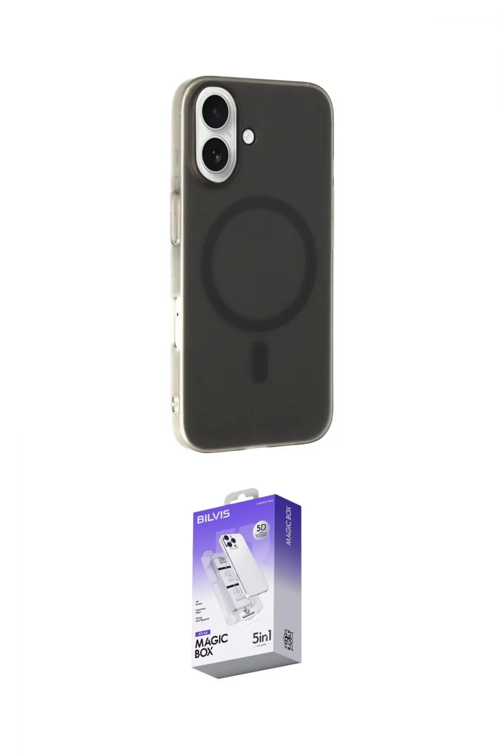 ieg™ iPhone 16 Kılıf Çekirdek Modern Prime - Siyah Bilvis 5in1 3D Magic Cam Ekran Koruyucu