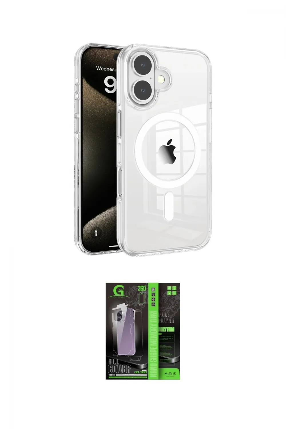 ieg™ iPhone 16 Kılıf Doruk Doku Özel Seri - Şeffaf 360 Full Body Arka Koruyucu