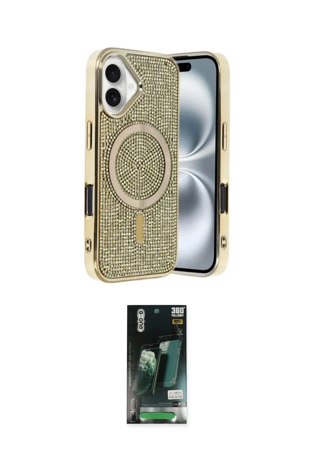 ieg™ iPhone 16 Kılıf Eksen Çizgi - Siyah 360 Mat Full Body Arka Koruyucu