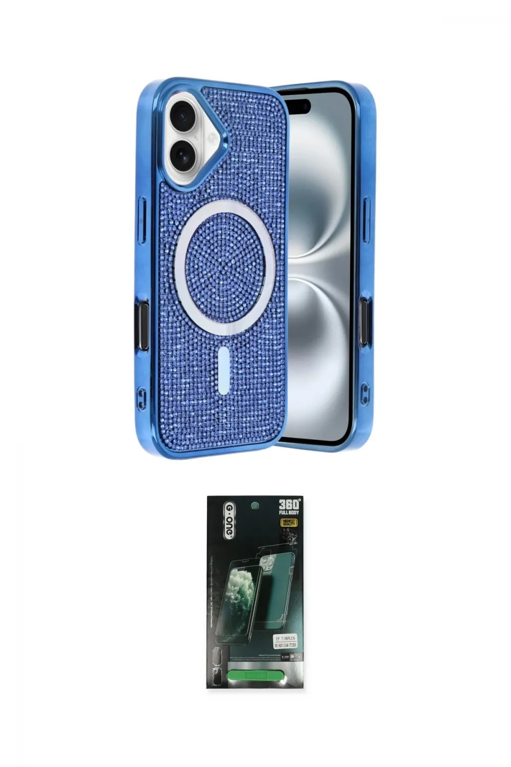 ieg™ iPhone 16 Kılıf Eksen Çizgi - Siyah 360 Mat Full Body Arka Koruyucu
