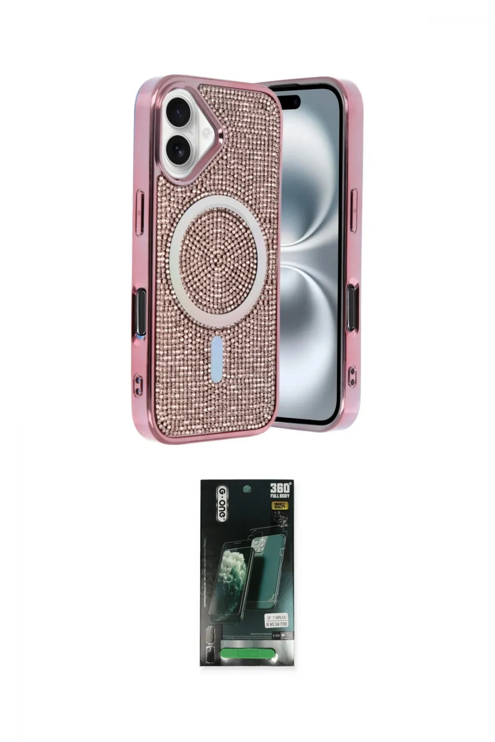 ieg™ iPhone 16 Kılıf Eksen Çizgi - Siyah 360 Mat Full Body Arka Koruyucu