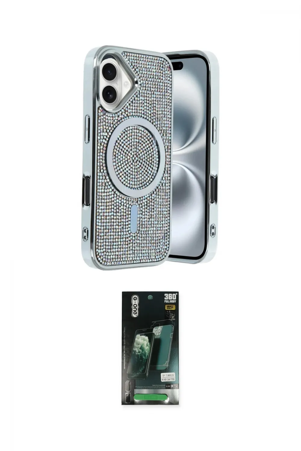 ieg™ iPhone 16 Kılıf Eksen Çizgi - Siyah 360 Mat Full Body Arka Koruyucu
