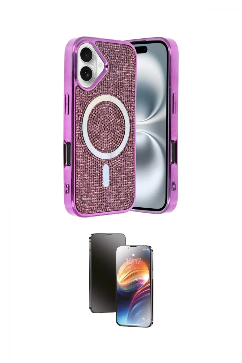 ieg™ iPhone 16 Kılıf Eksen Çizgi - Siyah 3D Antistatik Mat Seramik Nano Ekran Koruyucu