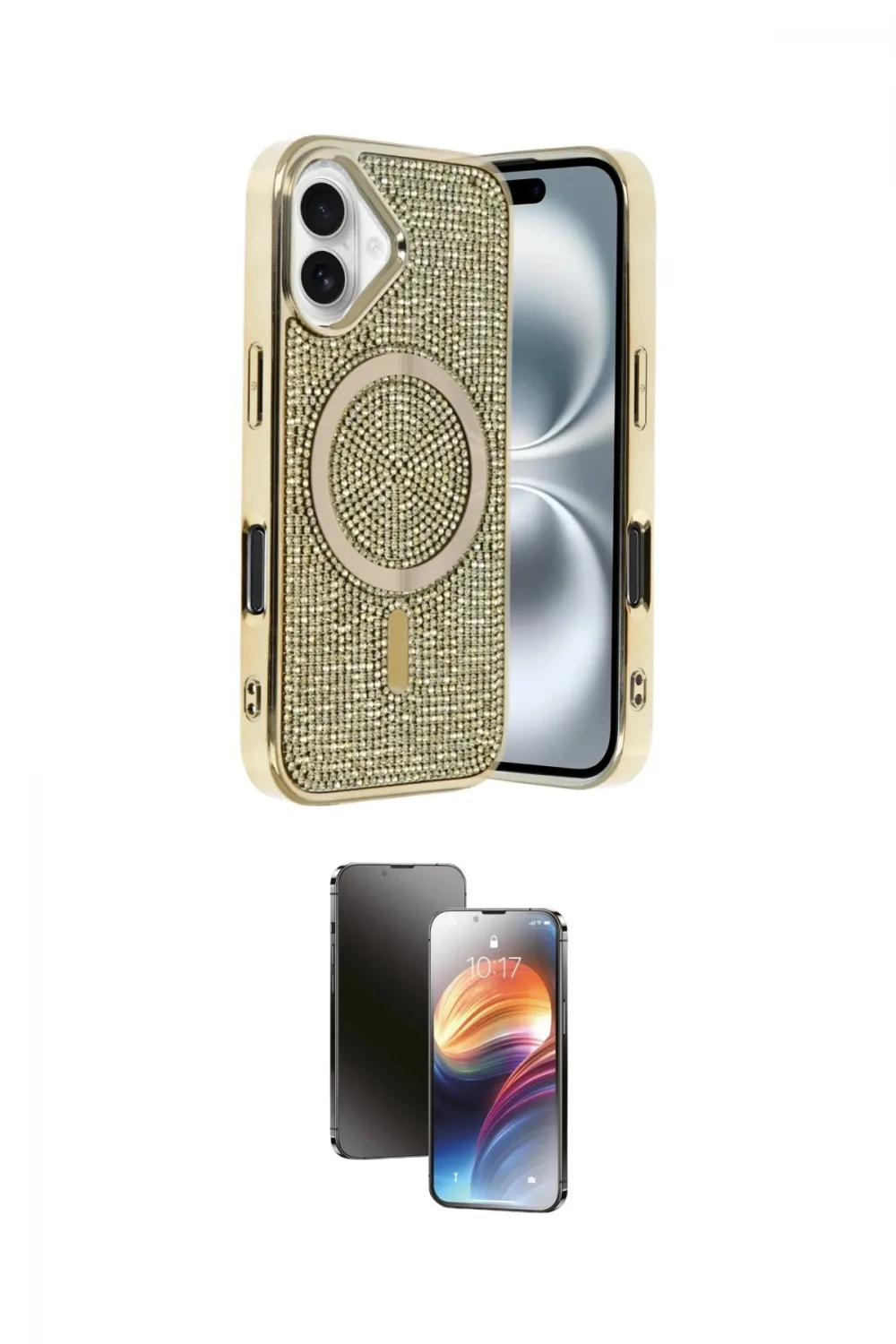 ieg™ iPhone 16 Kılıf Eksen Çizgi - Siyah 3D Antistatik Mat Seramik Nano Ekran Koruyucu