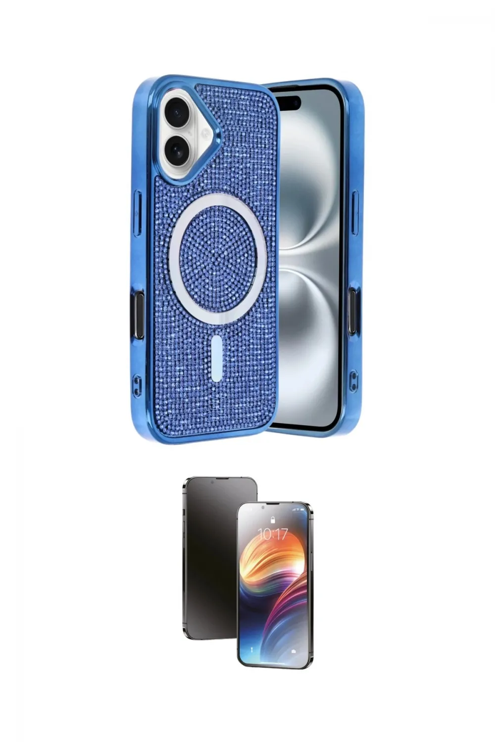 ieg™ iPhone 16 Kılıf Eksen Çizgi - Siyah 3D Antistatik Mat Seramik Nano Ekran Koruyucu