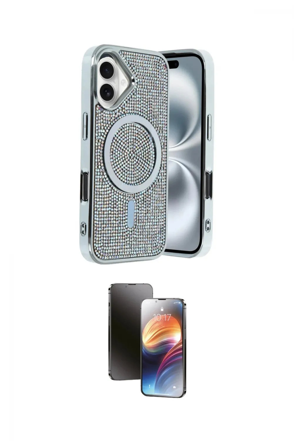 ieg™ iPhone 16 Kılıf Eksen Çizgi - Siyah 3D Antistatik Mat Seramik Nano Ekran Koruyucu