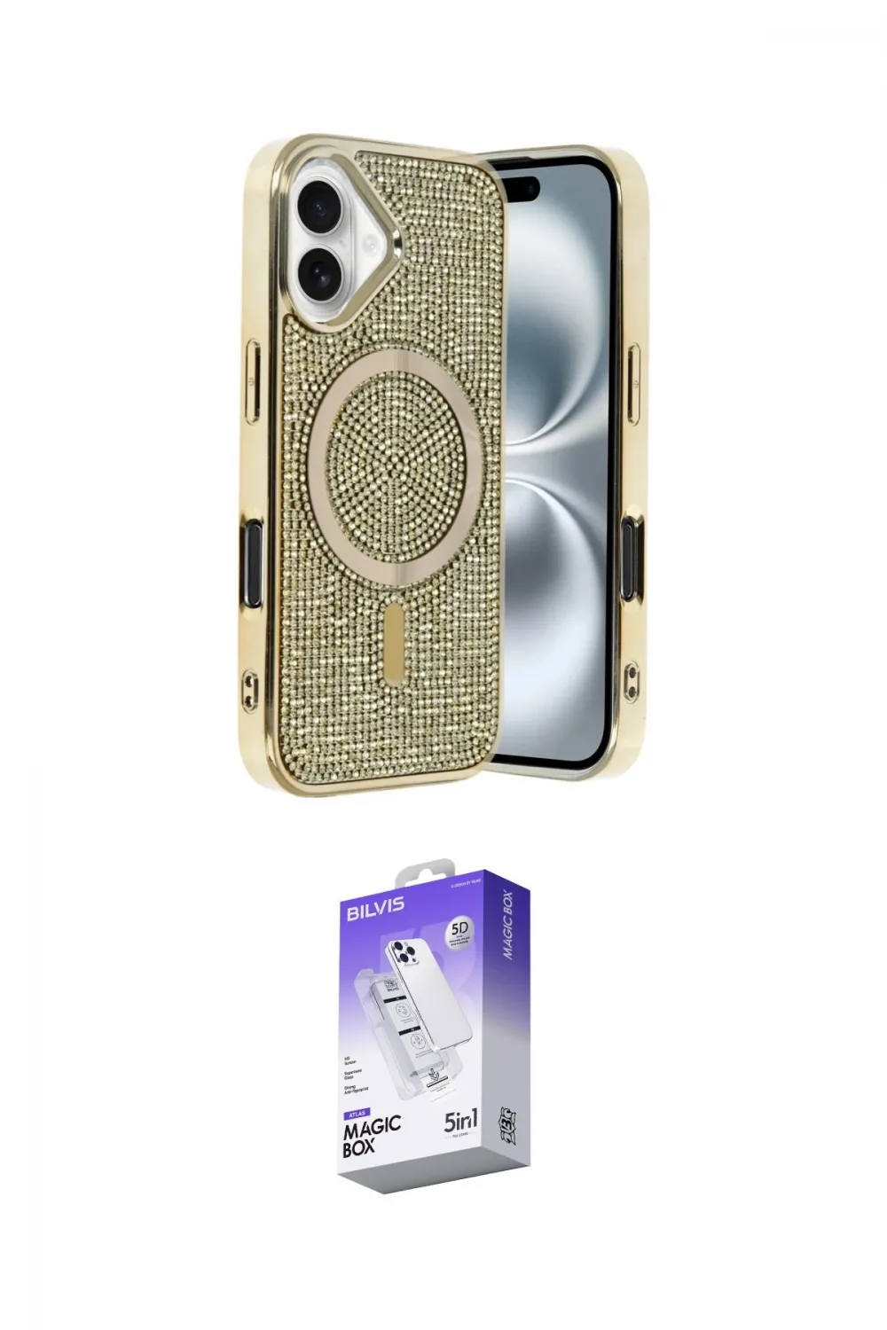 ieg™ iPhone 16 Kılıf Eksen Çizgi - Siyah Bilvis 5in1 3D Magic Cam Ekran Koruyucu