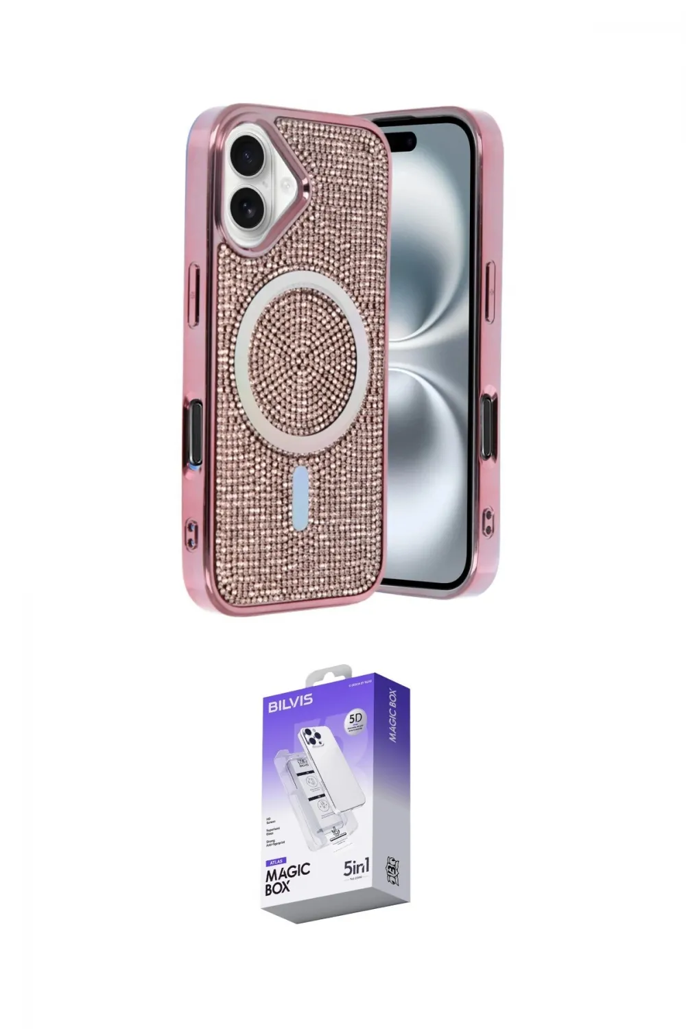 ieg™ iPhone 16 Kılıf Eksen Çizgi - Siyah Bilvis 5in1 3D Magic Cam Ekran Koruyucu
