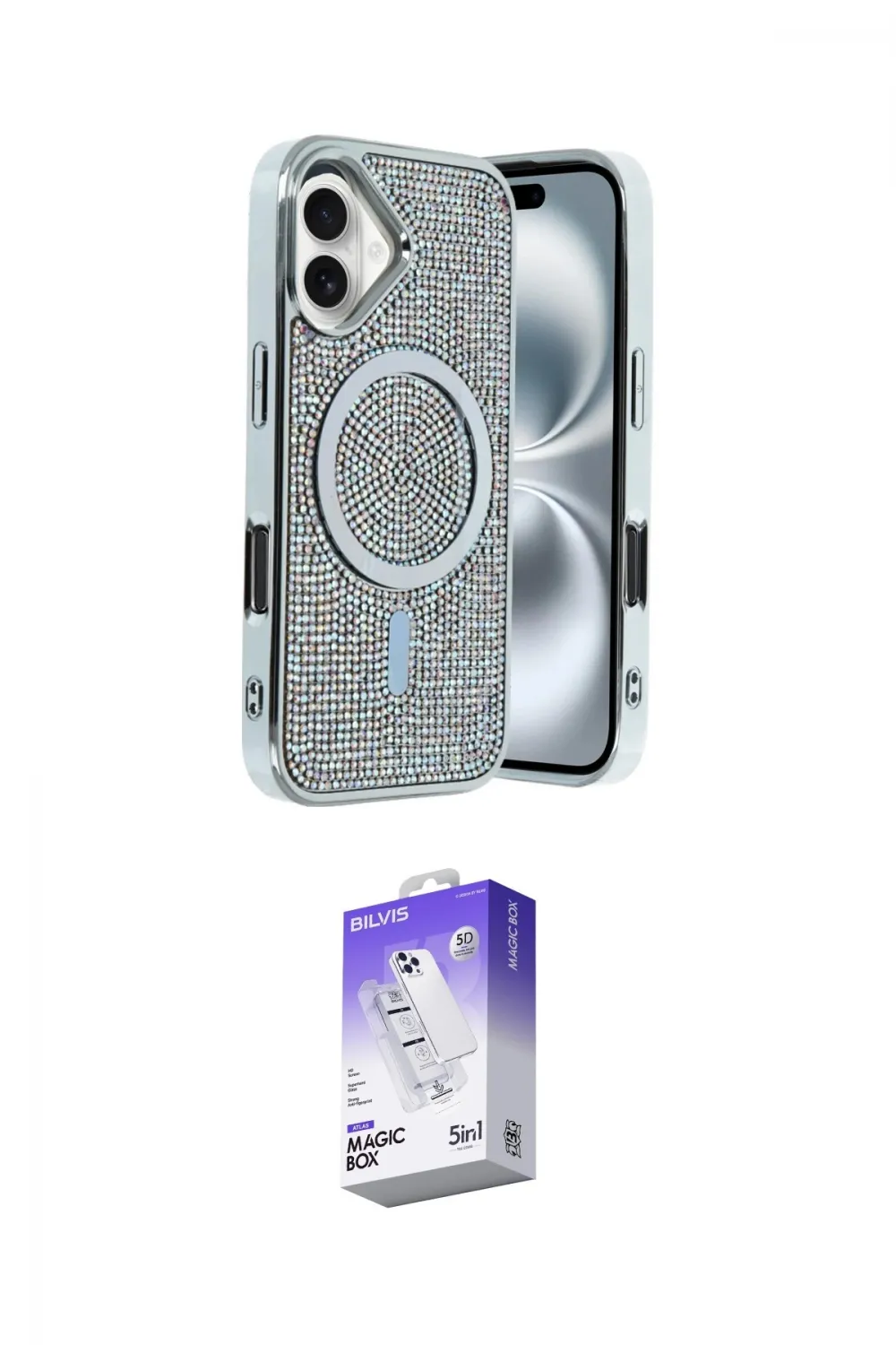 ieg™ iPhone 16 Kılıf Eksen Çizgi - Siyah Bilvis 5in1 3D Magic Cam Ekran Koruyucu