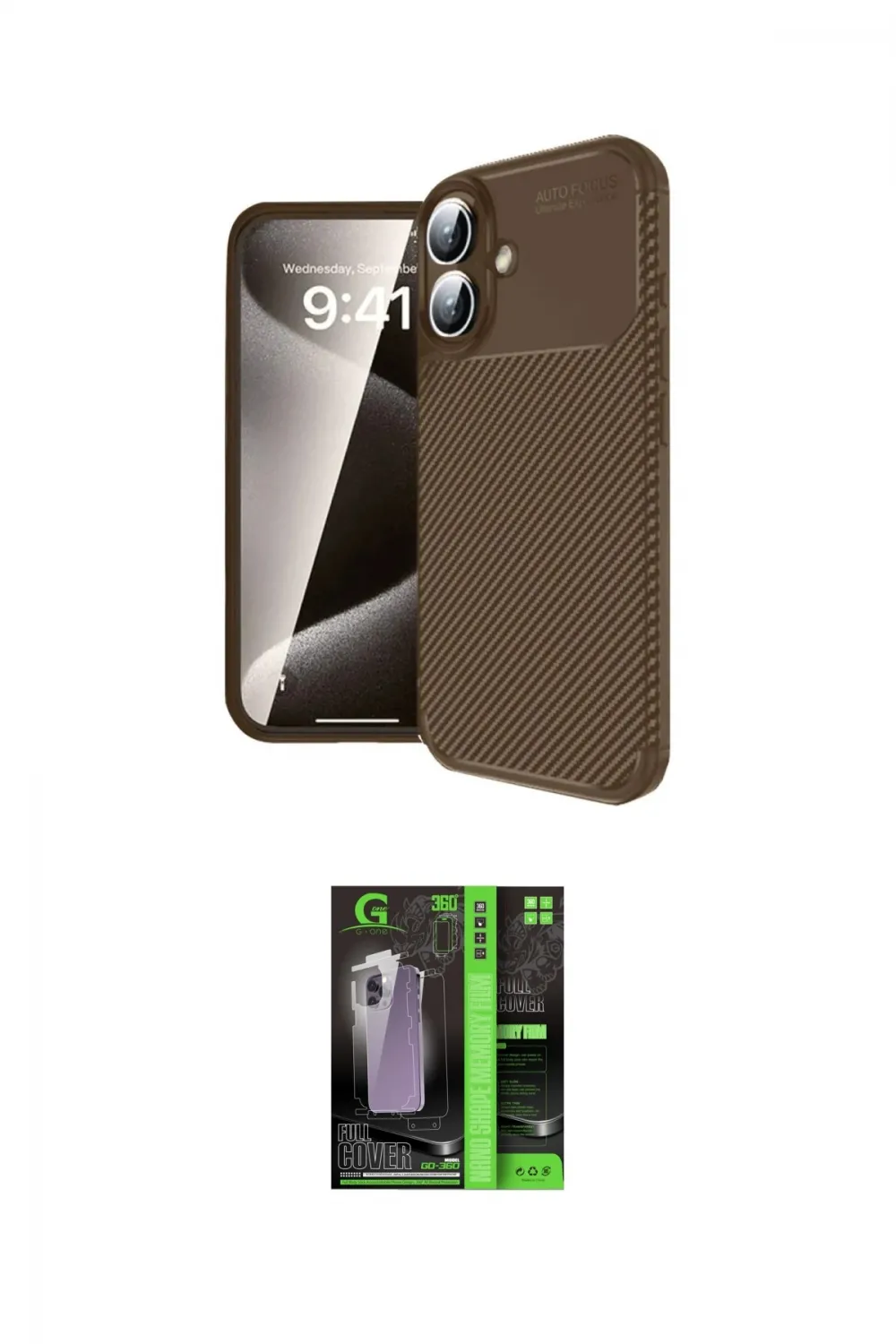 ieg™ iPhone 16 Kılıf Eksen Form Prime - Şeffaf 360 Full Body Arka Koruyucu