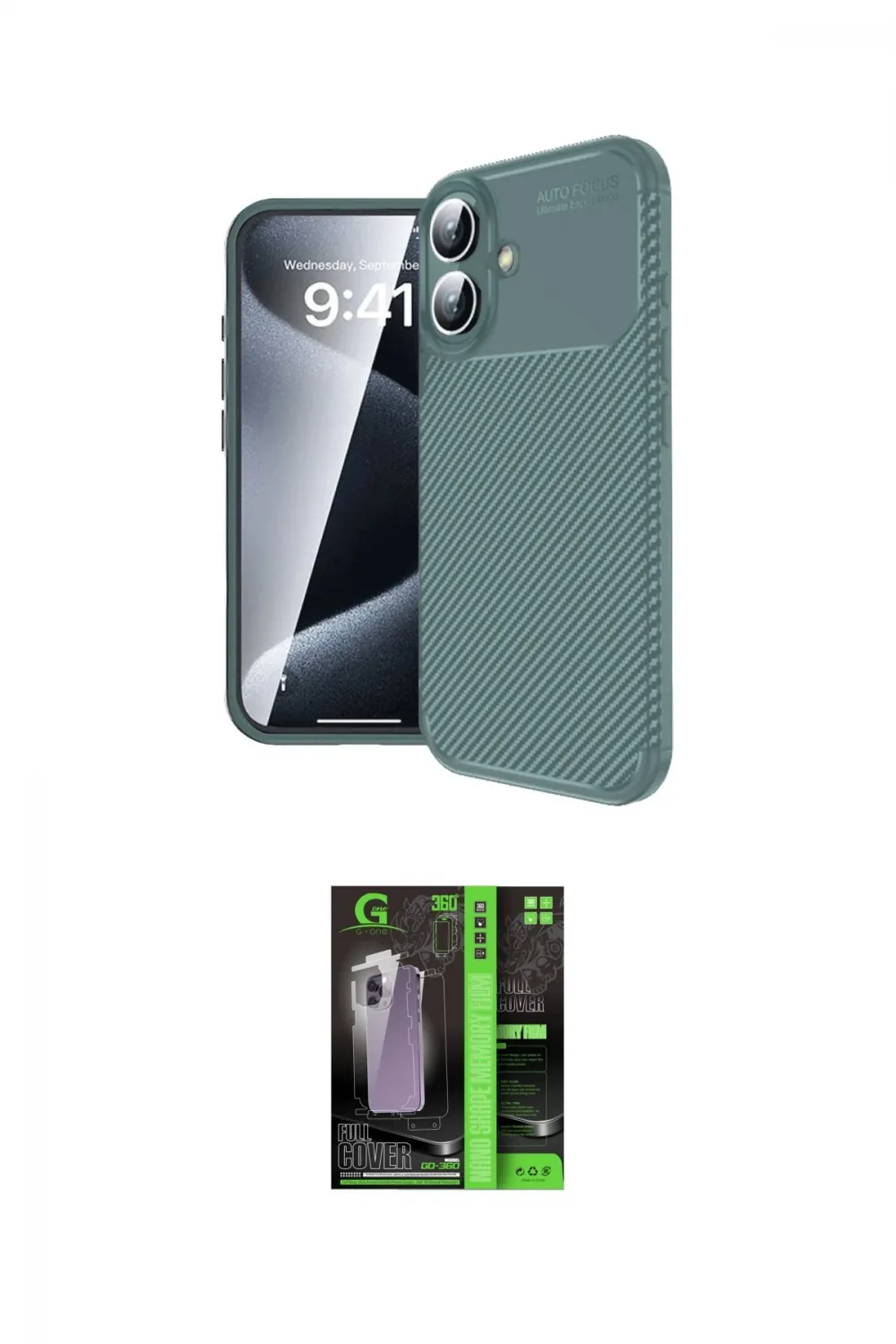 ieg™ iPhone 16 Kılıf Eksen Form Prime - Şeffaf 360 Full Body Arka Koruyucu