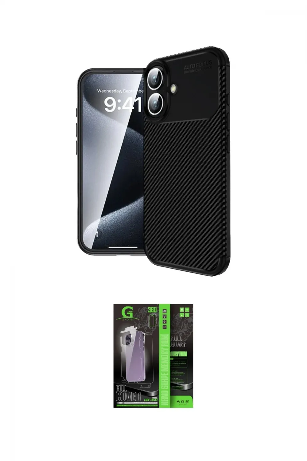 ieg™ iPhone 16 Kılıf Eksen Form Prime - Şeffaf 360 Full Body Arka Koruyucu