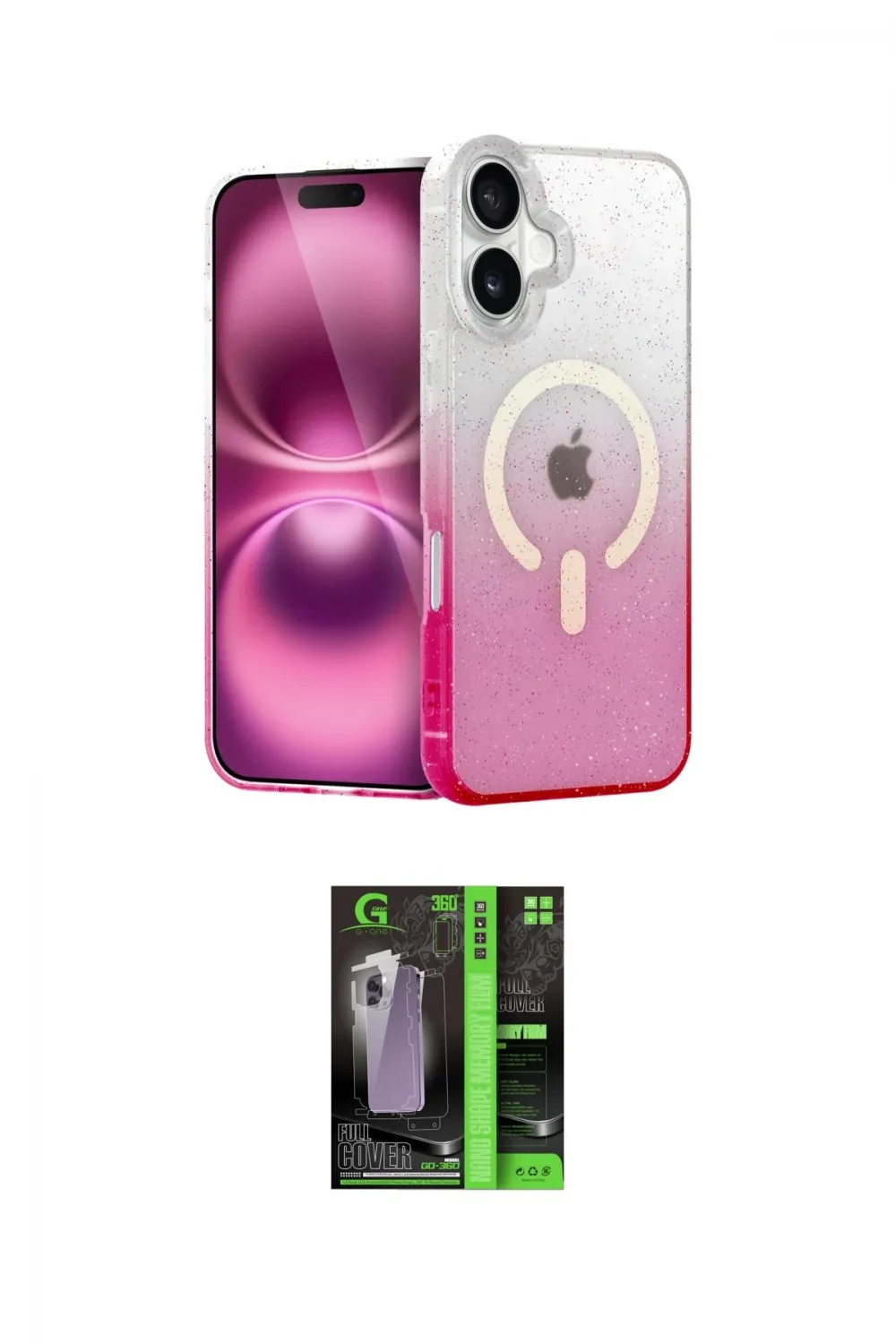 ieg™ iPhone 16 Kılıf Eksen Minimal Özel Seri - Şeffaf 360 Full Body Arka Koruyucu