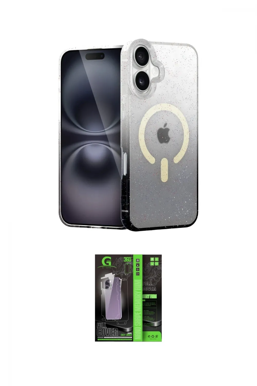 ieg™ iPhone 16 Kılıf Eksen Minimal Özel Seri - Şeffaf 360 Full Body Arka Koruyucu