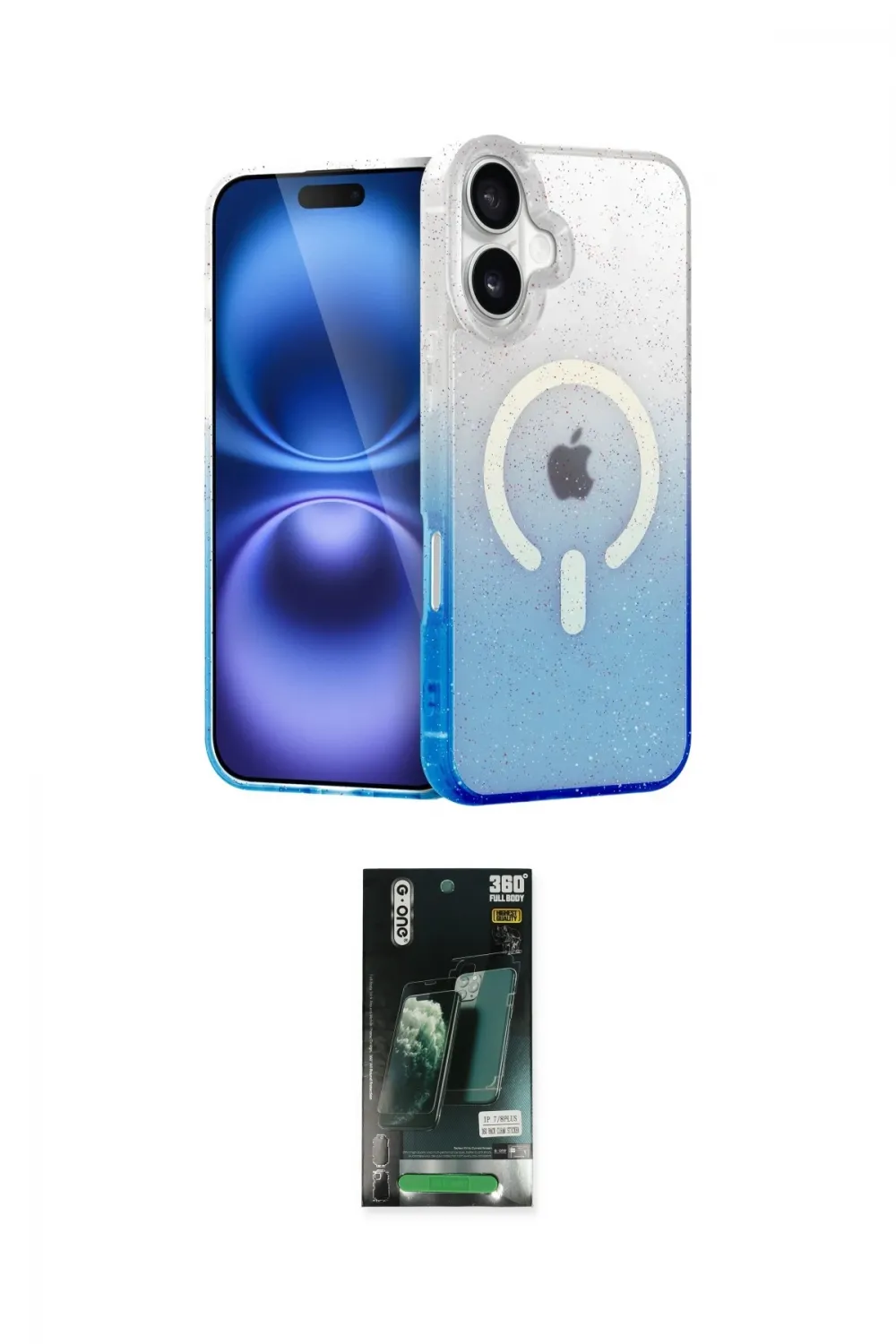 ieg™ iPhone 16 Kılıf Eksen Minimal Özel Seri - Siyah 360 Mat Full Body Arka Koruyucu