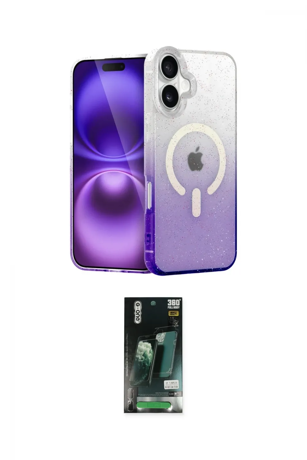ieg™ iPhone 16 Kılıf Eksen Minimal Özel Seri - Siyah 360 Mat Full Body Arka Koruyucu