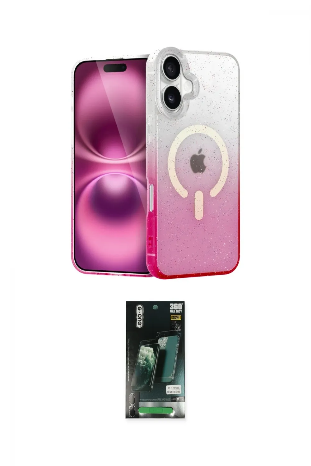 ieg™ iPhone 16 Kılıf Eksen Minimal Özel Seri - Siyah 360 Mat Full Body Arka Koruyucu