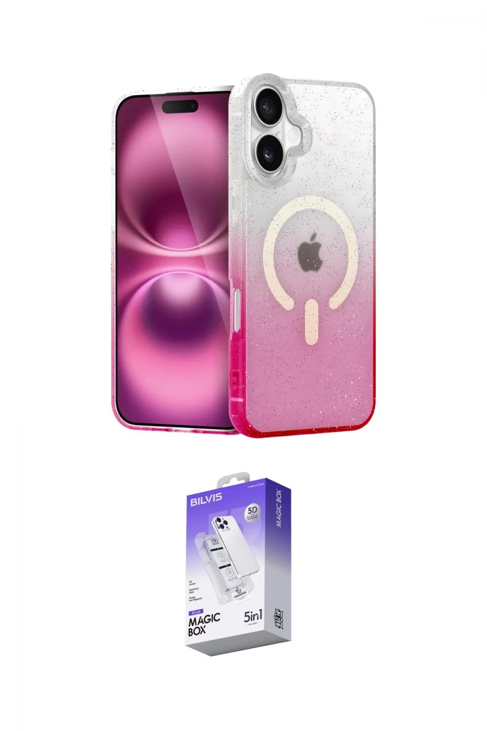 ieg™ iPhone 16 Kılıf Eksen Minimal Özel Seri - Siyah Bilvis 5in1 3D Magic Cam Ekran Koruyucu