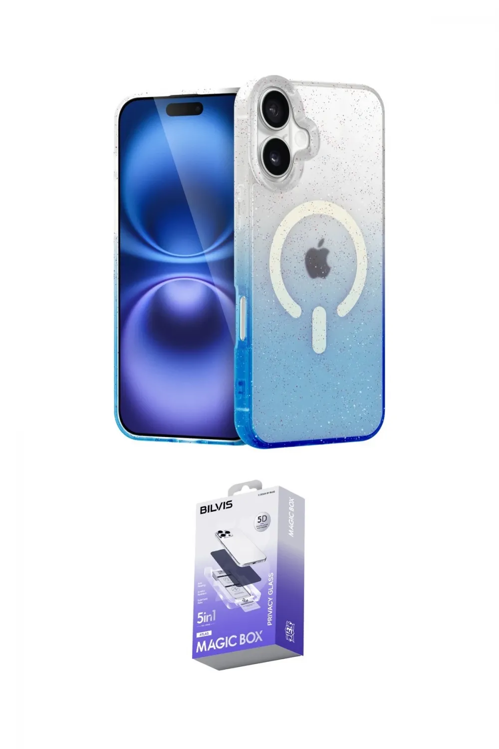 ieg™ iPhone 16 Kılıf Eksen Minimal Özel Seri - Siyah Bilvis 5in1 5D Magic Hayalet Cam Ekran Koruyucu