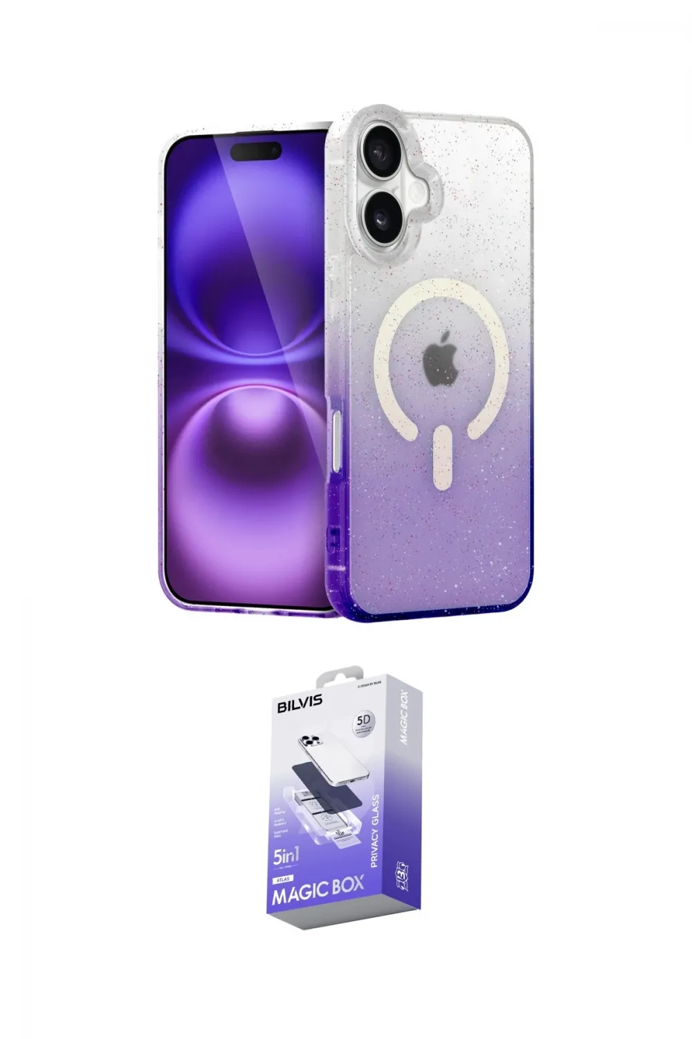ieg™ iPhone 16 Kılıf Eksen Minimal Özel Seri - Siyah Bilvis 5in1 5D Magic Hayalet Cam Ekran Koruyucu