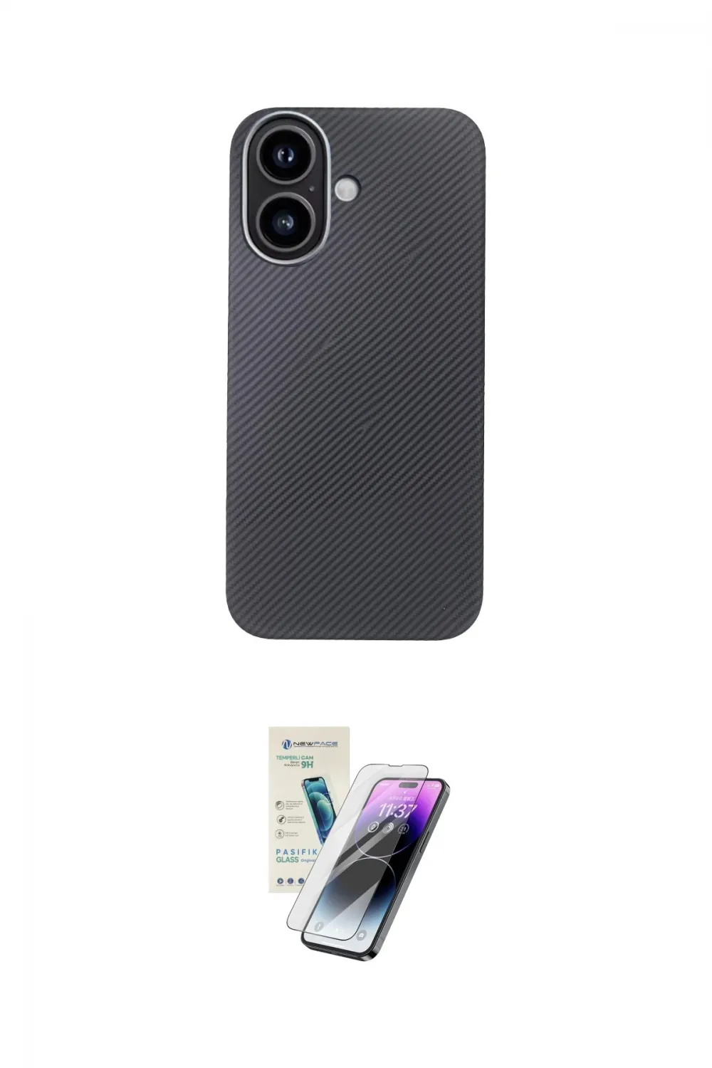 ieg™ iPhone 16 Kılıf Eksen Prime - Şeffaf Pasifik Cam Ekran Koruyucu