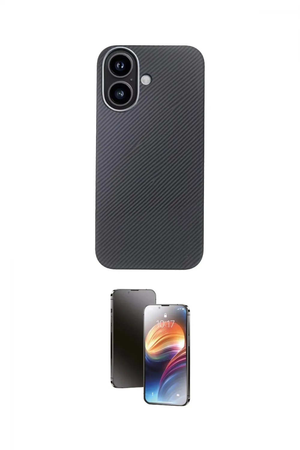 ieg™ iPhone 16 Kılıf Eksen Prime - Siyah 3D Antistatik Mat Seramik Nano Ekran Koruyucu