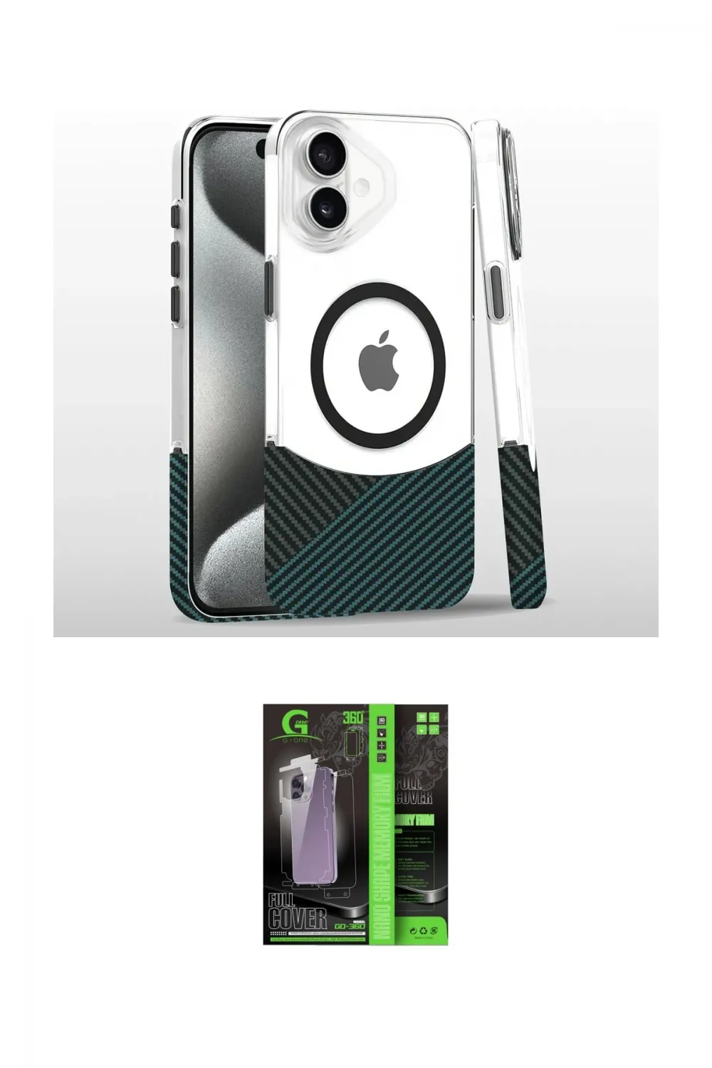 ieg™ iPhone 16 Kılıf İz Asil Prime - Şeffaf 360 Full Body Arka Koruyucu