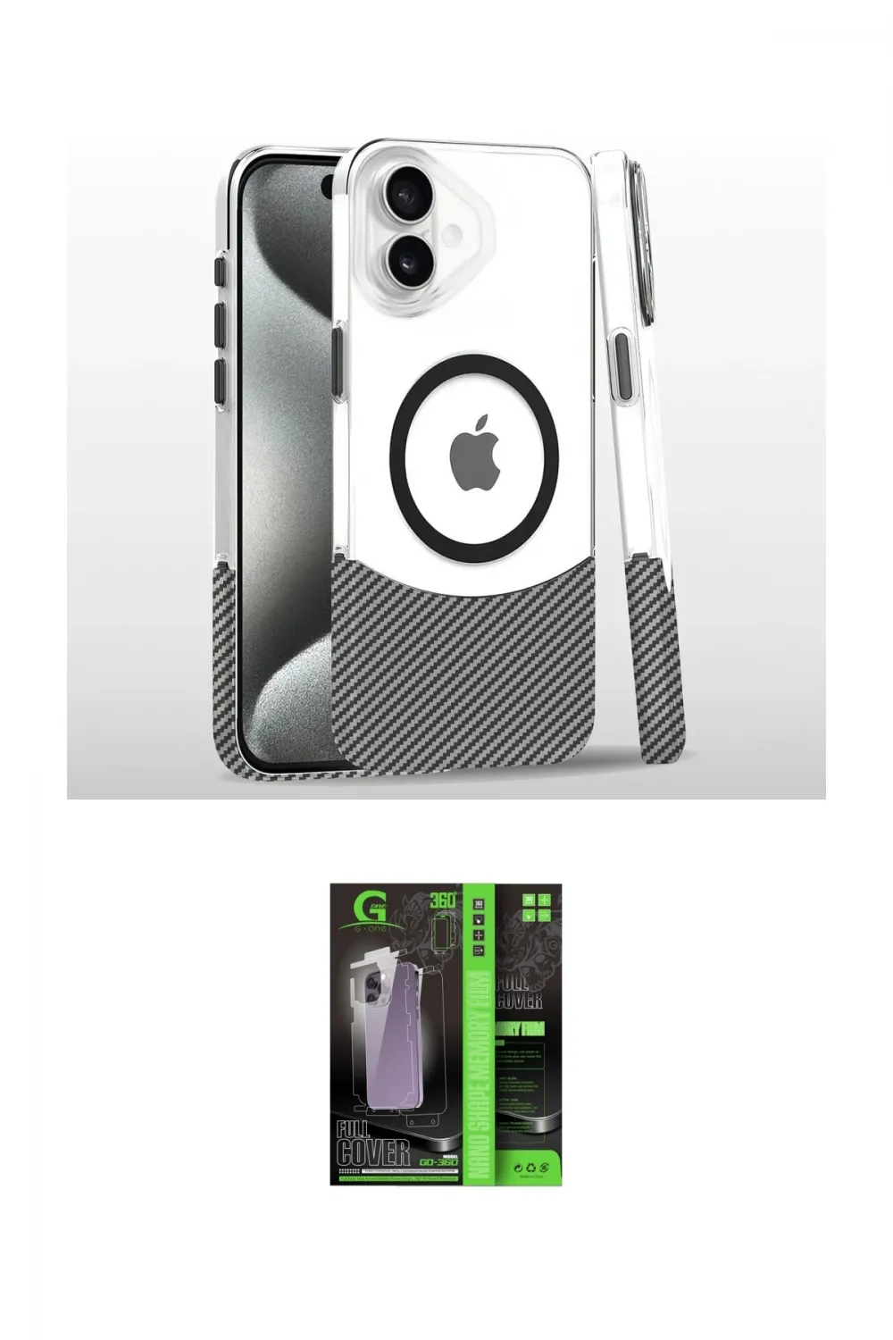 ieg™ iPhone 16 Kılıf İz Asil Prime - Şeffaf 360 Full Body Arka Koruyucu