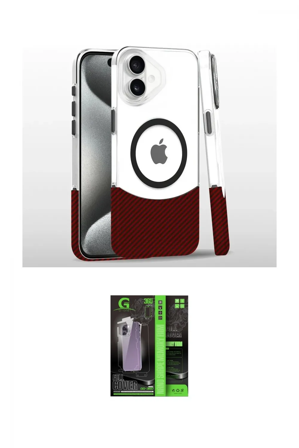 ieg™ iPhone 16 Kılıf İz Asil Prime - Şeffaf 360 Full Body Arka Koruyucu