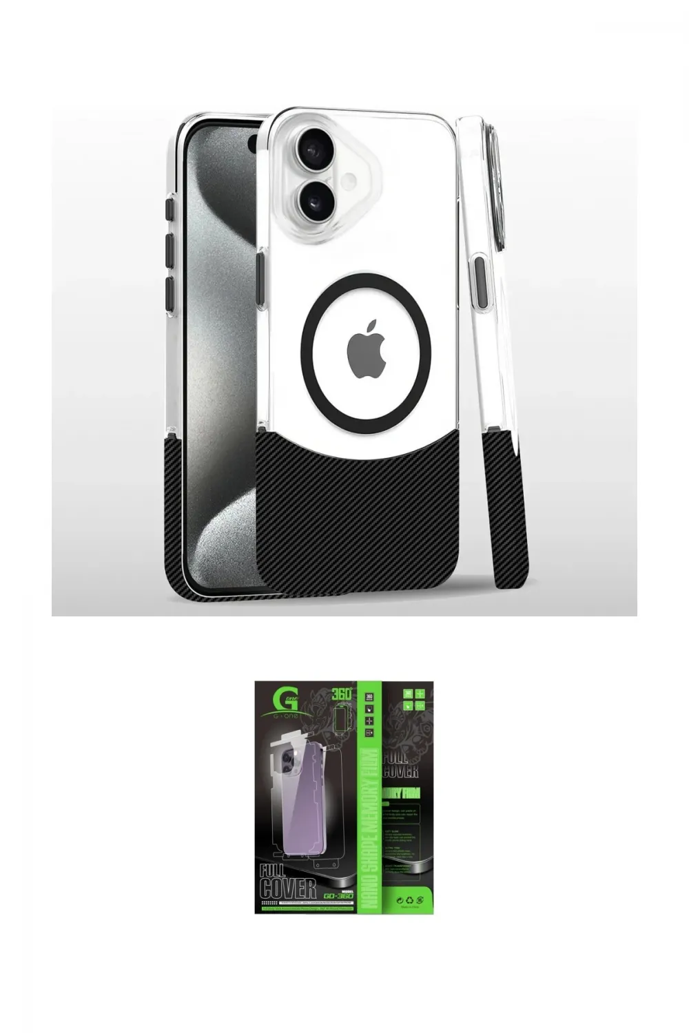 ieg™ iPhone 16 Kılıf İz Asil Prime - Şeffaf 360 Full Body Arka Koruyucu