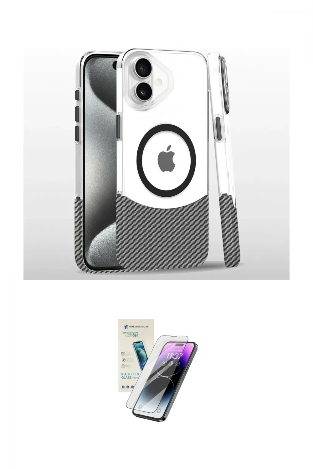 ieg™ iPhone 16 Kılıf İz Asil Prime - Şeffaf Pasifik Cam Ekran Koruyucu