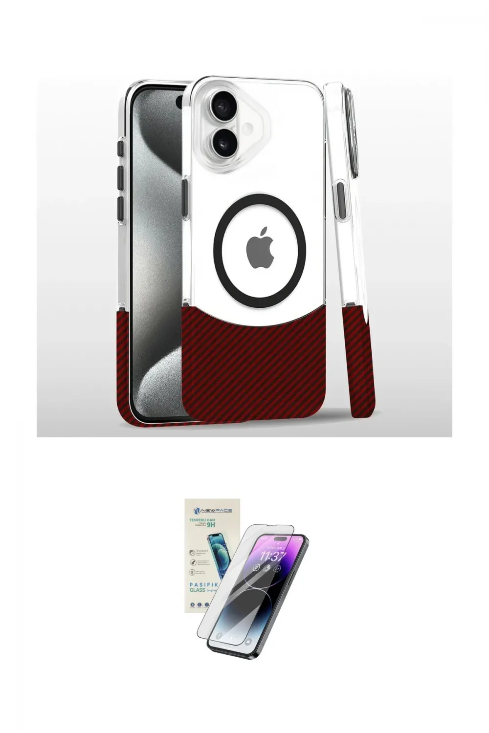 ieg™ iPhone 16 Kılıf İz Asil Prime - Şeffaf Pasifik Cam Ekran Koruyucu