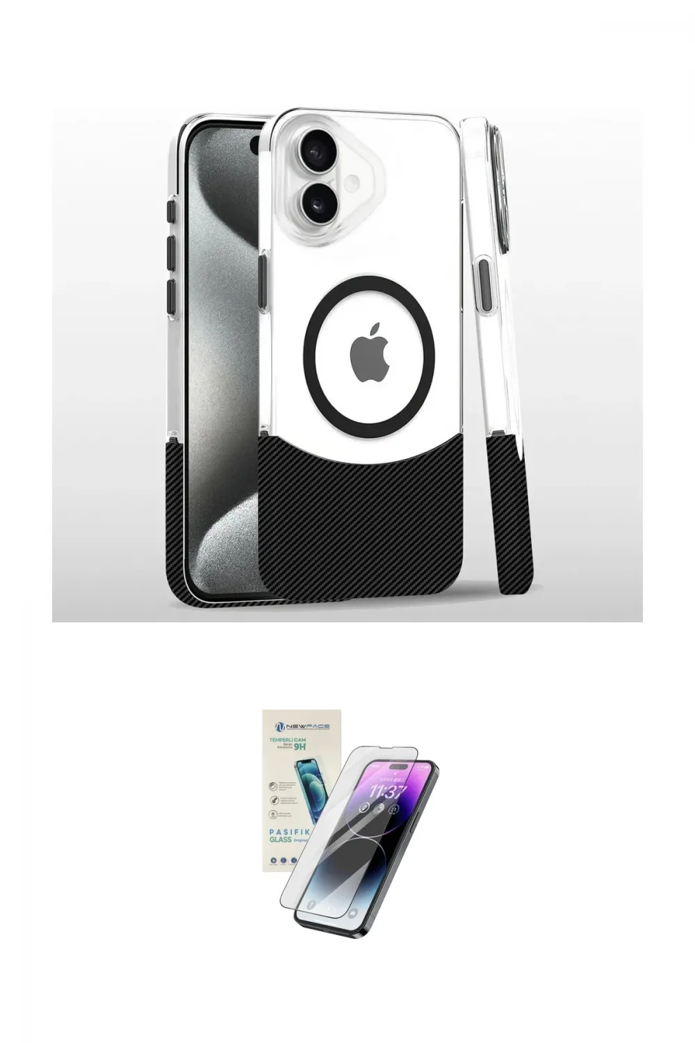 ieg™ iPhone 16 Kılıf İz Asil Prime - Şeffaf Pasifik Cam Ekran Koruyucu