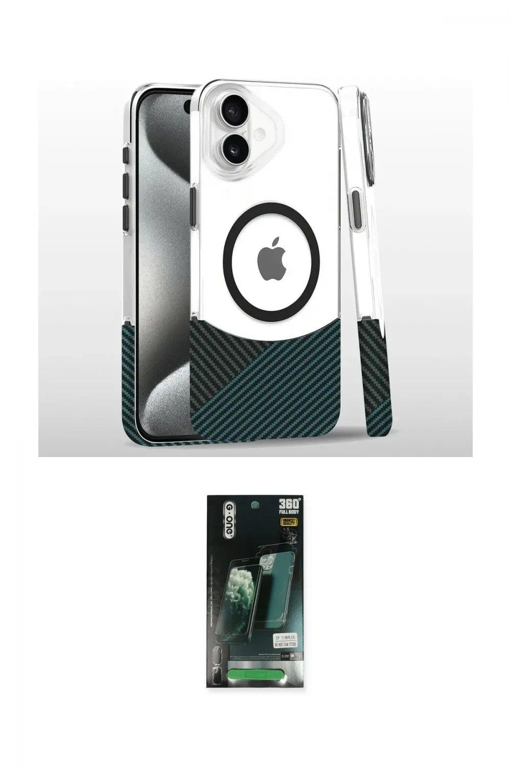 ieg™ iPhone 16 Kılıf İz Asil Prime - Siyah 360 Mat Full Body Arka Koruyucu