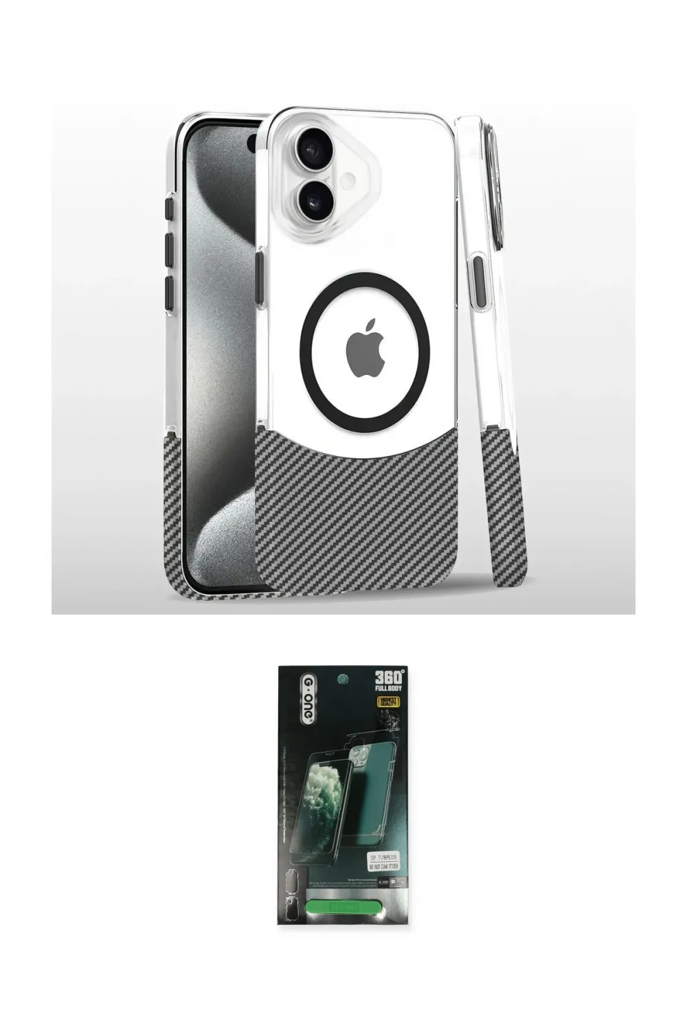 ieg™ iPhone 16 Kılıf İz Asil Prime - Siyah 360 Mat Full Body Arka Koruyucu