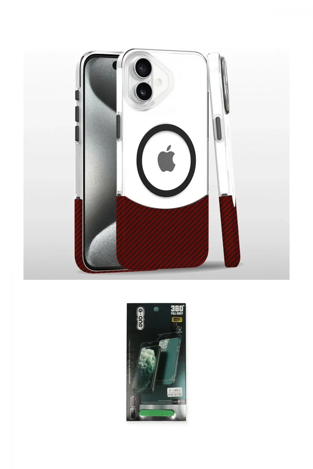 ieg™ iPhone 16 Kılıf İz Asil Prime - Siyah 360 Mat Full Body Arka Koruyucu