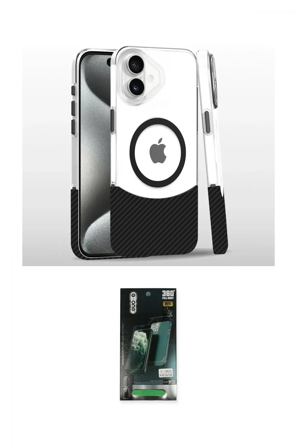 ieg™ iPhone 16 Kılıf İz Asil Prime - Siyah 360 Mat Full Body Arka Koruyucu