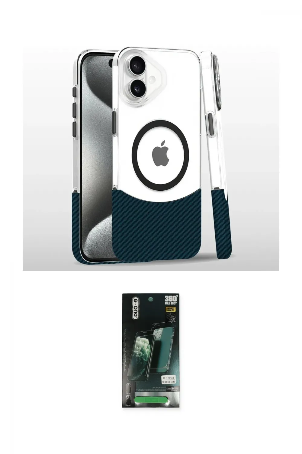ieg™ iPhone 16 Kılıf İz Asil Prime - Siyah 360 Mat Full Body Arka Koruyucu