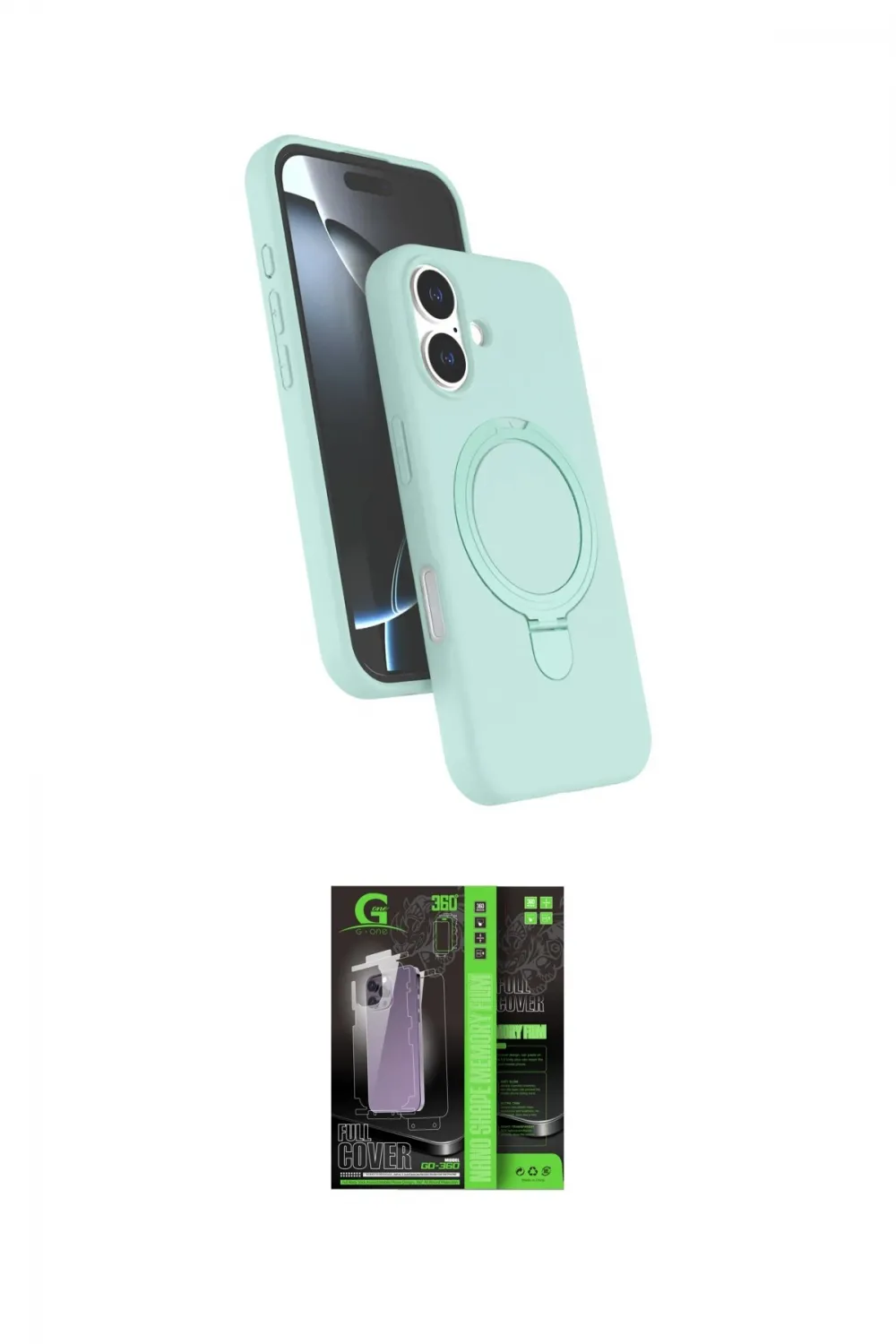 ieg™ iPhone 16 Kılıf İz Işık Koleksiyonu - Şeffaf 360 Full Body Arka Koruyucu