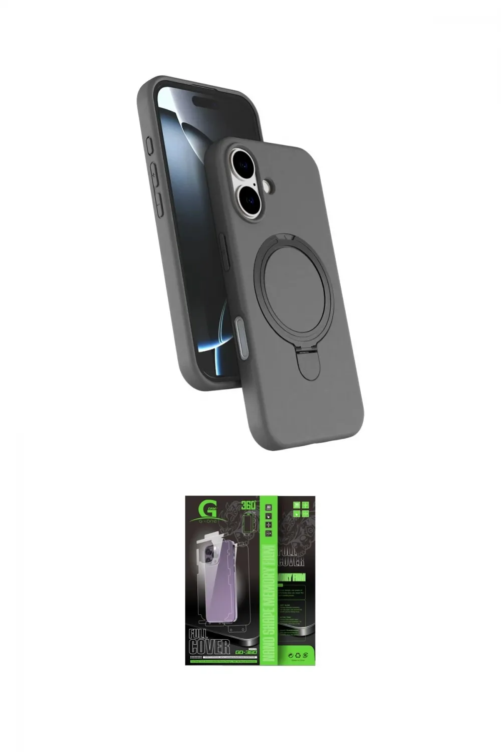 ieg™ iPhone 16 Kılıf İz Işık Koleksiyonu - Şeffaf 360 Full Body Arka Koruyucu