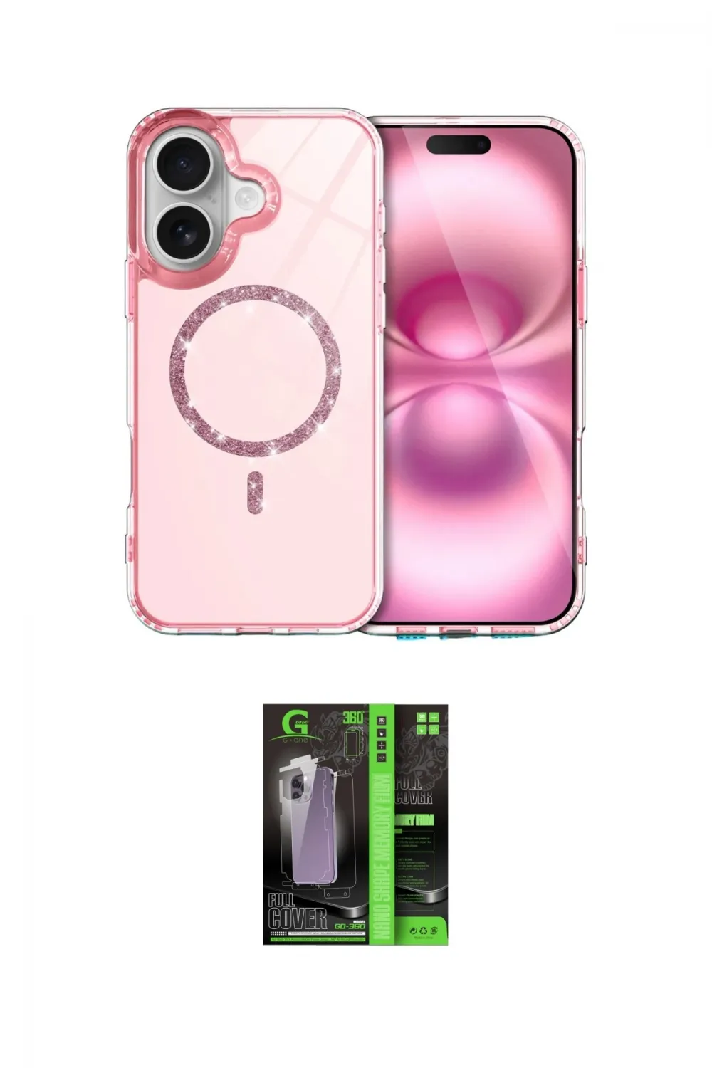 ieg™ iPhone 16 Kılıf Kıvılcım Form Prime - Şeffaf 360 Full Body Arka Koruyucu
