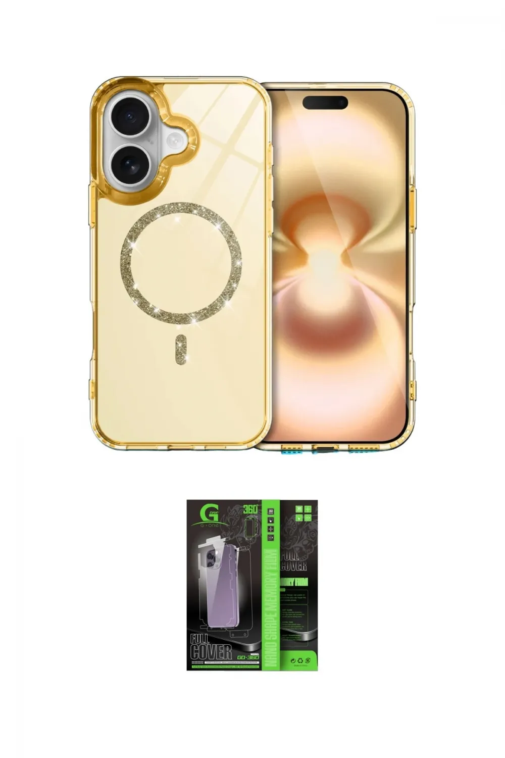 ieg™ iPhone 16 Kılıf Kıvılcım Form Prime - Şeffaf 360 Full Body Arka Koruyucu