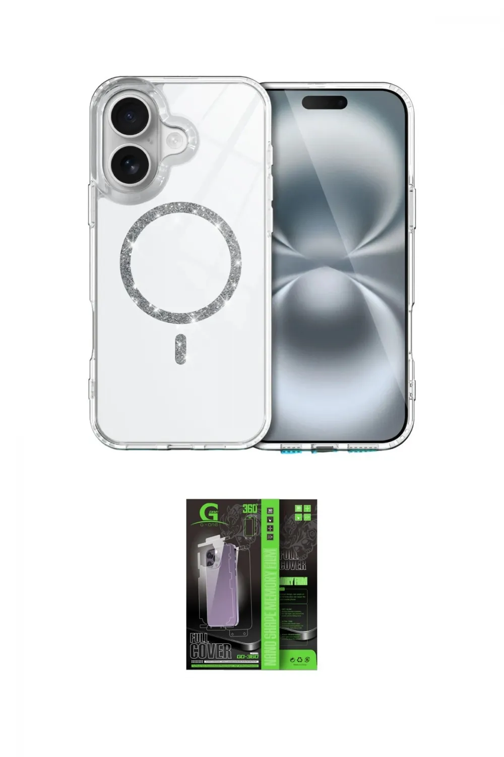 ieg™ iPhone 16 Kılıf Kıvılcım Form Prime - Şeffaf 360 Full Body Arka Koruyucu