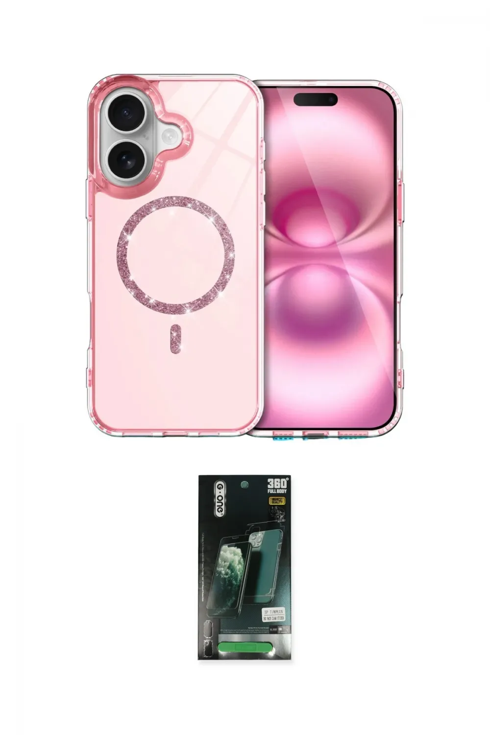 ieg™ iPhone 16 Kılıf Kıvılcım Form Prime - Siyah 360 Mat Full Body Arka Koruyucu