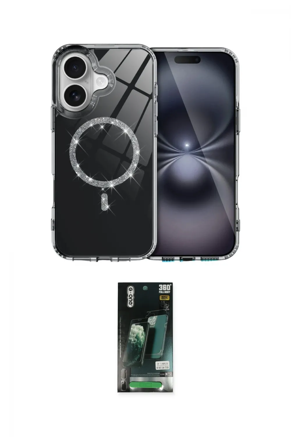 ieg™ iPhone 16 Kılıf Kıvılcım Form Prime - Siyah 360 Mat Full Body Arka Koruyucu